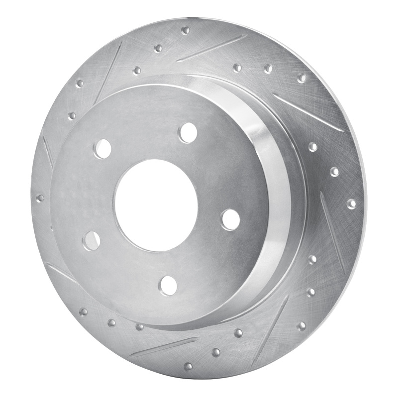 Jeep Grand Cherokee Brake Rotor (1) - Rear Left - R1 Concepts - Drilled & Slotted - Silver - `99-`04